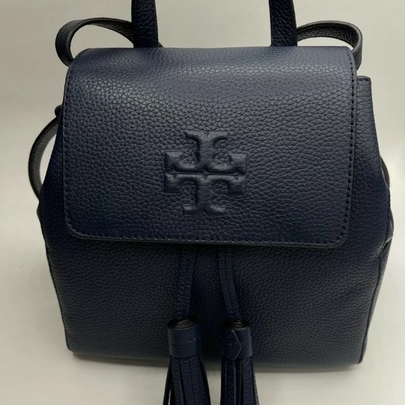 Tory Burch Thea backpack Navy Mini Size Tassel - Picture 4 of 6